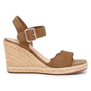 Camel Mandii Suede Espadrille Wedge Sandals